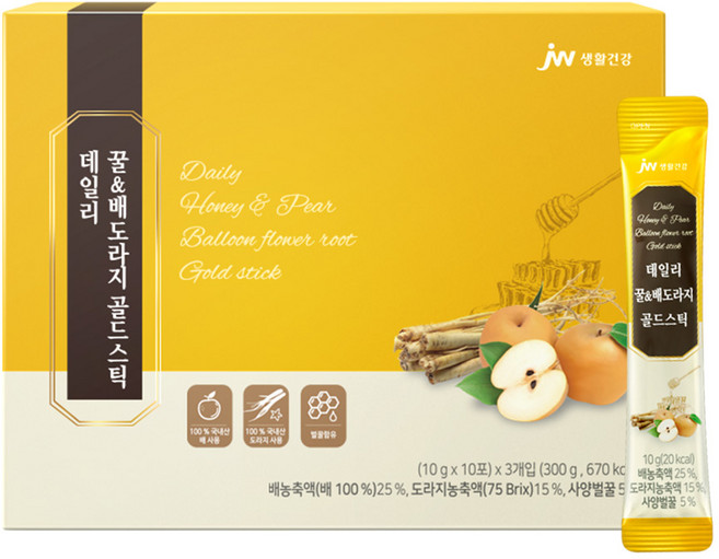 JW생활건강 데일리 꿀&배도라지 골드스틱 30p, 300g, 1박스