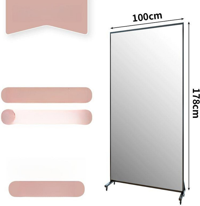 이동식 전신거울 연습실 필라테스 바퀴달린 피팅룸, 기타, 아니요, 두꺼운형 [높이 176x너비 100]