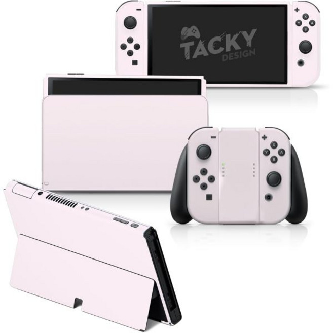 닌텐도 스위치 스킨 랩 커버와 호환되는 세련된 디자인의 솔리드 스킨 스위치 스티커용 클래식 스킨 프리미엄 3M 비닐 벚꽃 핑크 닌텐도 스위치 2017, Pink Blush, Switch OLED (2021)