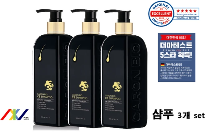 [샴푸 3개] 카론바이오 C3 탈모샴푸_N2K univers, 3개, 300ml - 쿠팡
