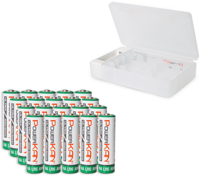 POWERKAN 알카라인 일회용 AA 건전지 20개입+보관함 세트 S28, 1세트, 20개입