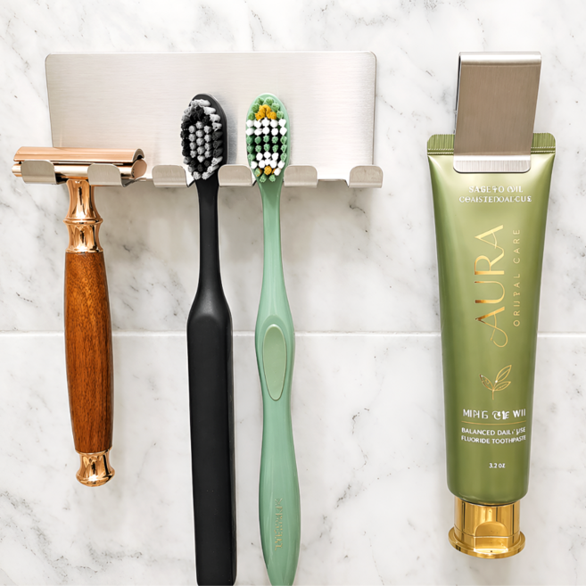 본푸름 304 올 스텐 칫솔 치약 면도기 꽂이, 1세트, 실버