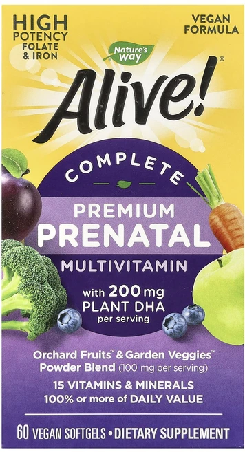 Nature's Way Alive!® 컴플리트 프리미엄 임산부용 종합비타민 비건 소프트젤 60정, NaturesWayAlive컴플리트프리미엄임산부용종합비, 1개 - 쿠팡