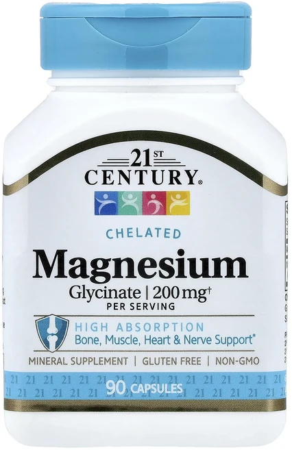 21st Century 킬레이트화 마그네슘 글리시네이트 캡슐 90정(캡슐 1정당 100mg), 21stCentury킬레이트화마그네슘글리시네이트캡슐90, 1개 - 쿠팡