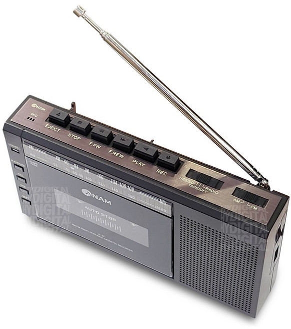 레트로 감성 카세트 플레이어 테이프 메모리 재생 라디오 아남 A-37, 블랙+USB충전기