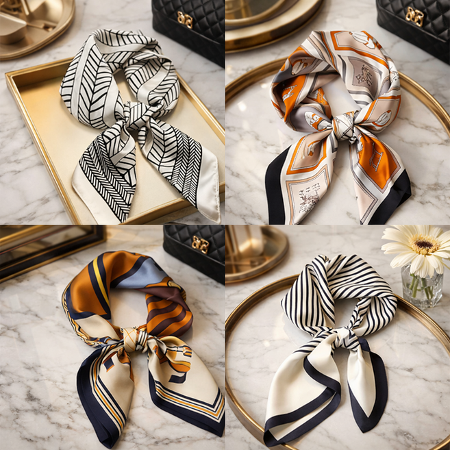 센스담아 쁘띠 패턴 스카프 간절기 70X70