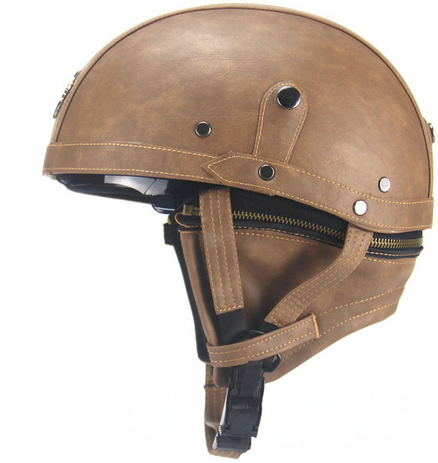 WIRQO 고글헬멧 오토바이 클래식 헬멧, 보라운