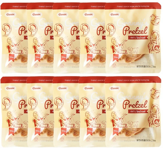 그래니스 독 강아지 터키츄 프레즐 1p x 10개, 칠면조, 10g - 쿠팡