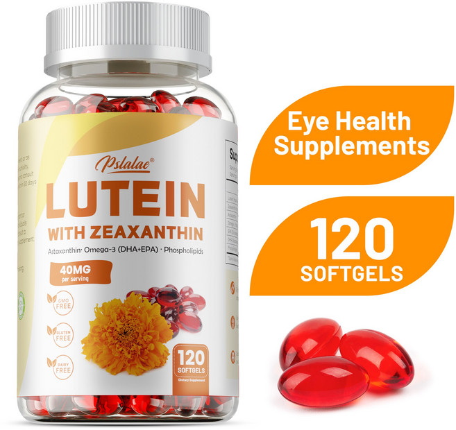 루테인과 제아잔틴 40mg 소프트젤 (아스타잔틴 오메가-3 인지질 함유) | 눈 건강 및 시력 개선 비타민, 2개, 60정