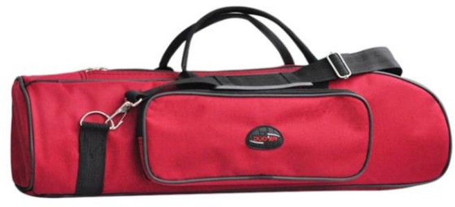 DUOER 휴대용 트럼펫 백 케이스 스폰지 소프트 지그 백 내구성 더블 지퍼 디자인 조절 가능한 어깨 스트랩, 01 red, 1개