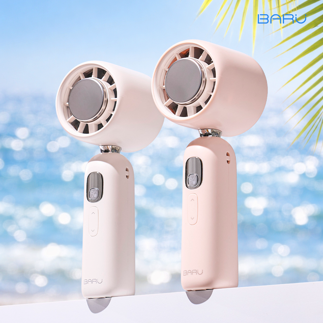 바루 100단 아이스 MAX 초강력 냉각 휴대용 손 미니 선풍기, 화이트, BM-01FW