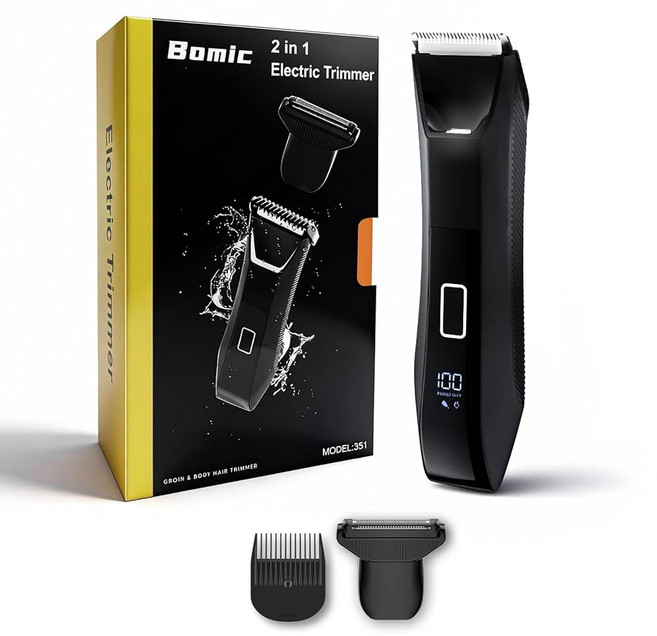 맨스캐퍼 트리머 그루머 바디 부드러운 면도 헤드 헤어 IN 그루밍이 듀얼 노닉 가능한, Black