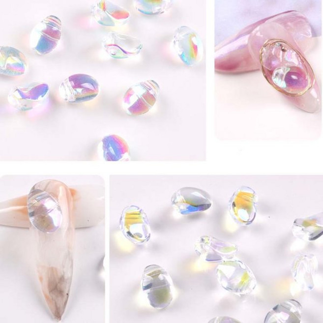 유리알 얼음 돌멩이 네일파츠 16종, 레몬핑크5개입