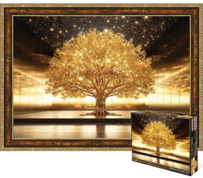 퍼즐피플 인테리어 직소퍼즐 8종 1000피스, 1개, 반짝이는 금나무 2000피스 액자포함(엔틱골드), 2000피스