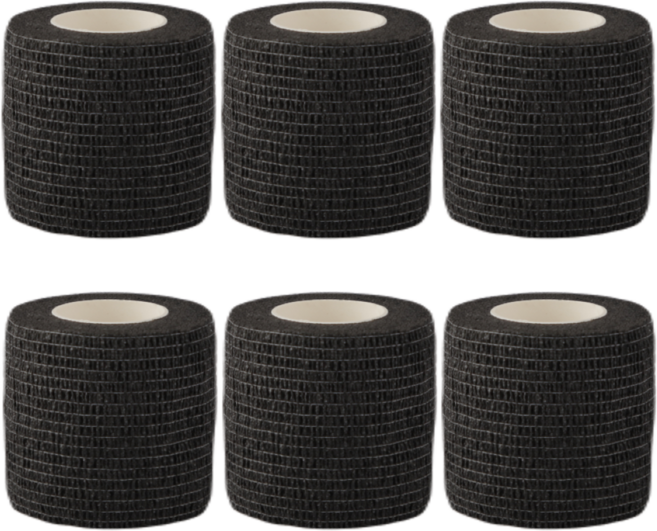 파쿠스 자가점착 탄력 압박 밴드 테이프 6p, 블랙, 6개