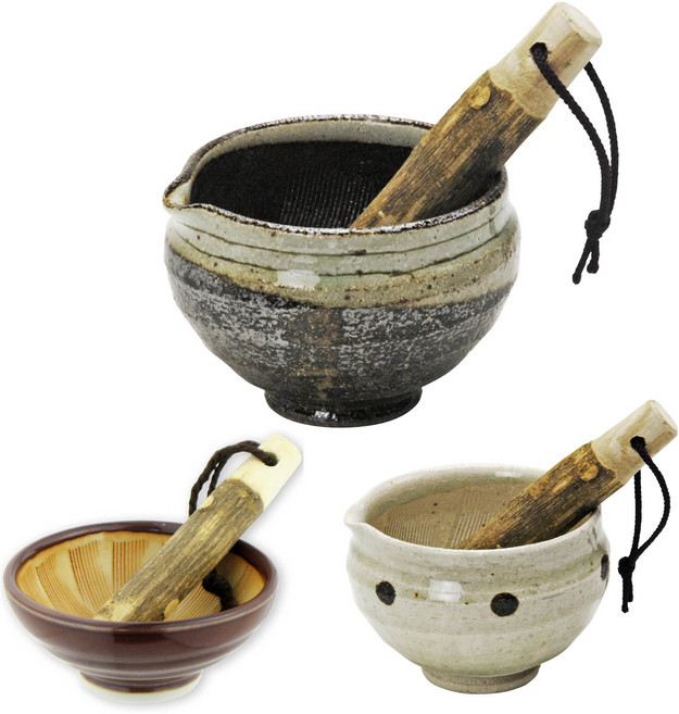 깨갈이 일본 미니 절구 도자기 나무 방망이 깨소금 소형 절구통, 절구B, 1개