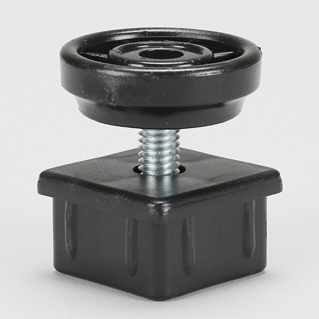 사각파이프용 속캡 높이조절발 30x30mm, 검정, 1개