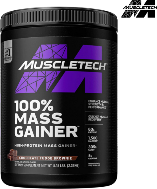 MUSCLETECH 매스 게이너 초콜릿 퍼지 브라우니, 1개, 2.33kg