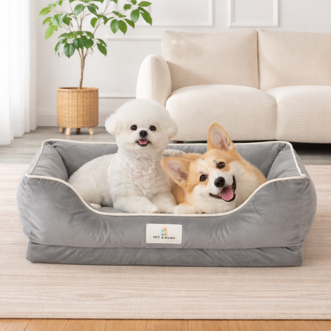 펫앤마마 사계절 분리세탁 반려동물 배개 방석, 1개, 그레이(사계절)