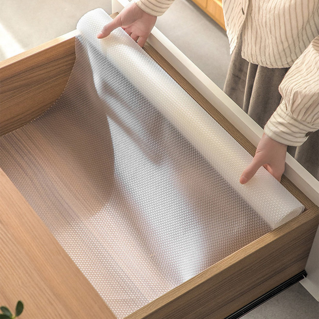 리빙맘 4개입 EVA 논슬립 서랍 방수 매트 45x150cm 오염방지 잘라쓰는 도톰 엠보싱 깔개, 4개, 투명