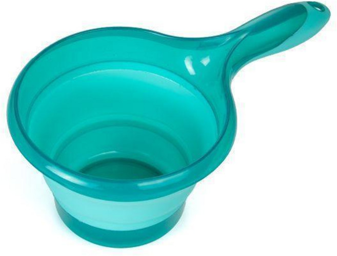 家用可摺疊加厚塑料長柄水勺 可懸掛澆花大號水瓢舀子, 1個裝, 藍綠色1個裝, 藍綠色