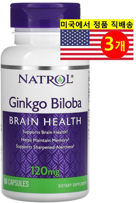 2+1 나트롤 징코 빌로바 은행나무 추출물 120mg 60캡슐, 3개, 60정