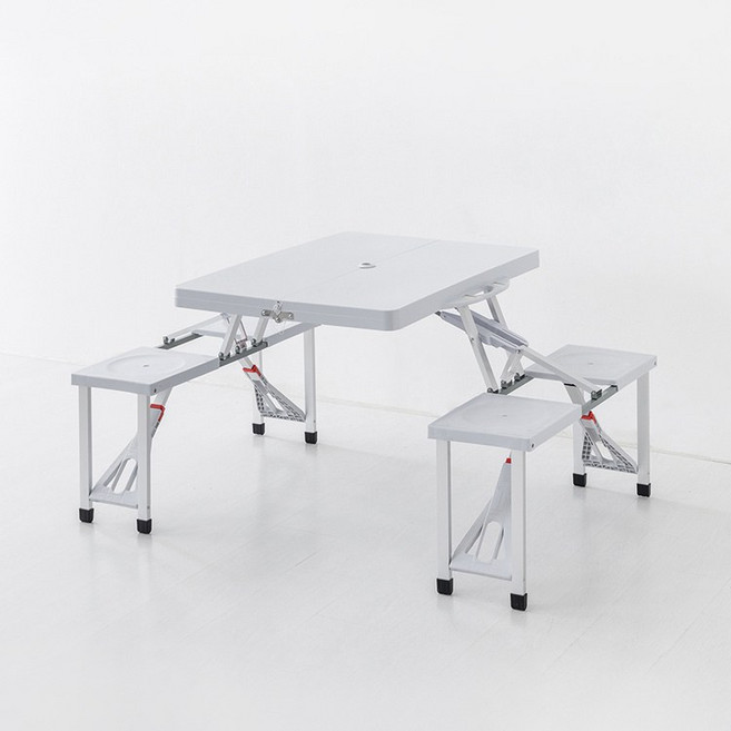 마켓비 캠폴 야외 접이식테이블 4인세트 의자일체형, 플랫화이트 3569.8609