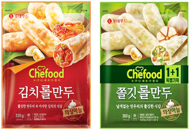 롯데 쉐푸드 쫄깃 롤만두 360gx2 + 김치 롤만두 330gx2, 360g, 2개