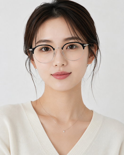 남자 여자 하금테 블루라이트 차단 안경 동글이 긱시크 반무테 가벼운 반뿔테