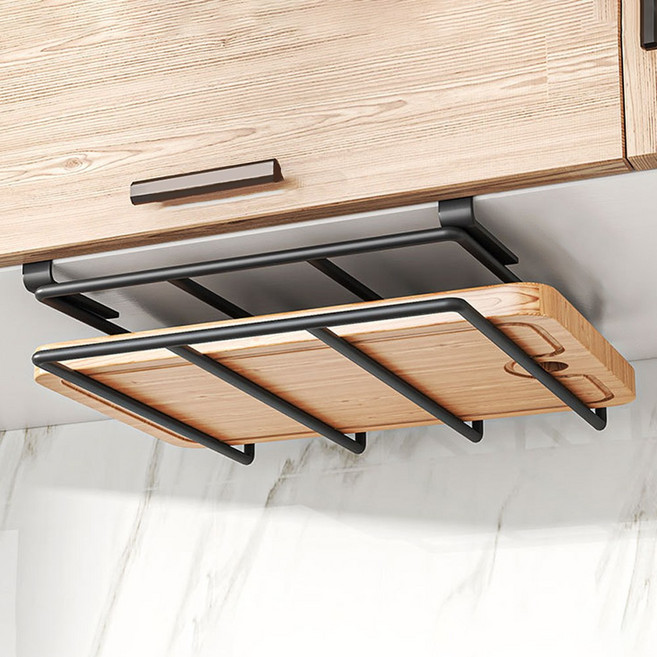 제로리빙 튼튼한 간편 도마 걸이 거치대, 심플형, 1개, 블랙