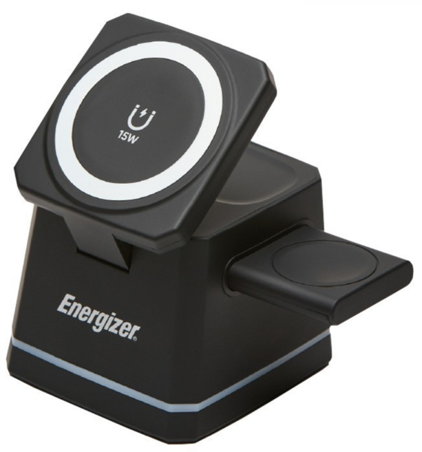 에너자이저 3in1 무선충전기 고속충전기 맥세이프 충전기, 1개, 블랙