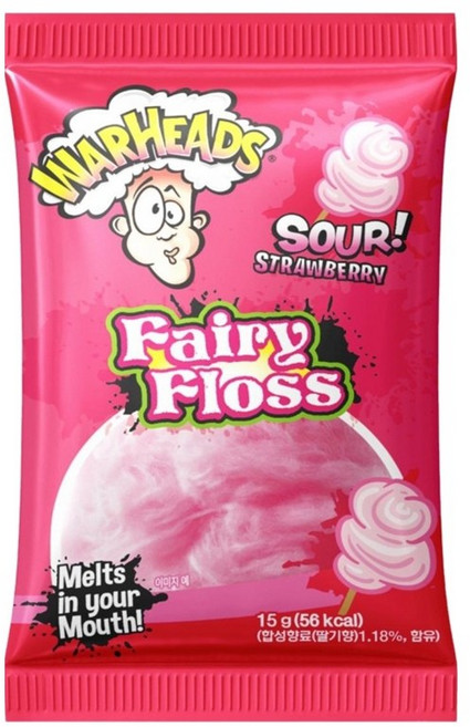워헤즈 사우어 딸기향 캔디 플로스 솜사탕, 2개, 15g