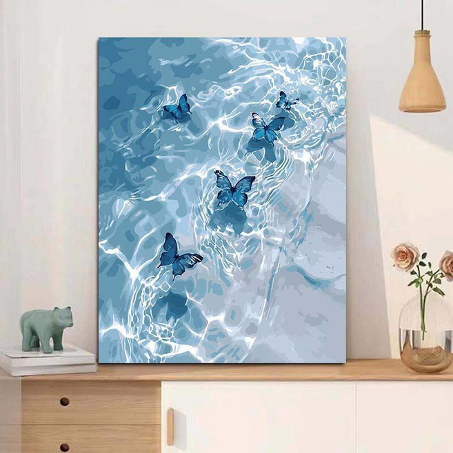 나비유화 그림그리기 DIY 피포페인팅 그리기 세트 나비 취미, A타입30 40 캔버스다이아몬드공구 액자, 1개