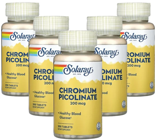 쏠라레이 피콜린산크로뮴 200mcg 200정, 5개 - 쿠팡