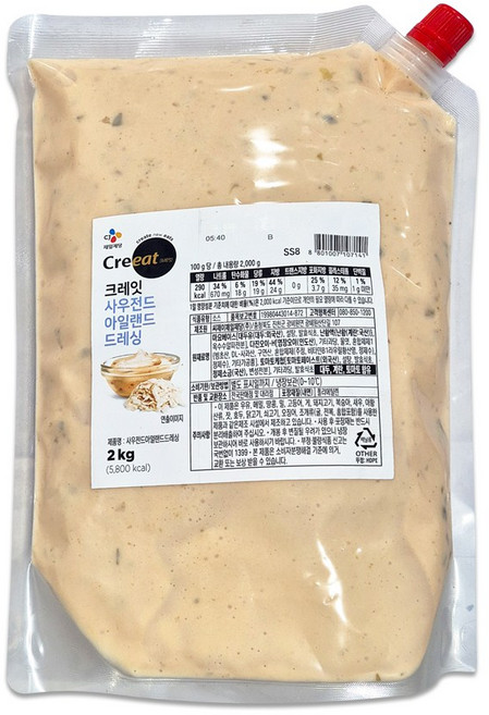 CJ 크레잇 사우전드아일랜드 드레싱 2kg(샐러드 소스), 1개, 2L