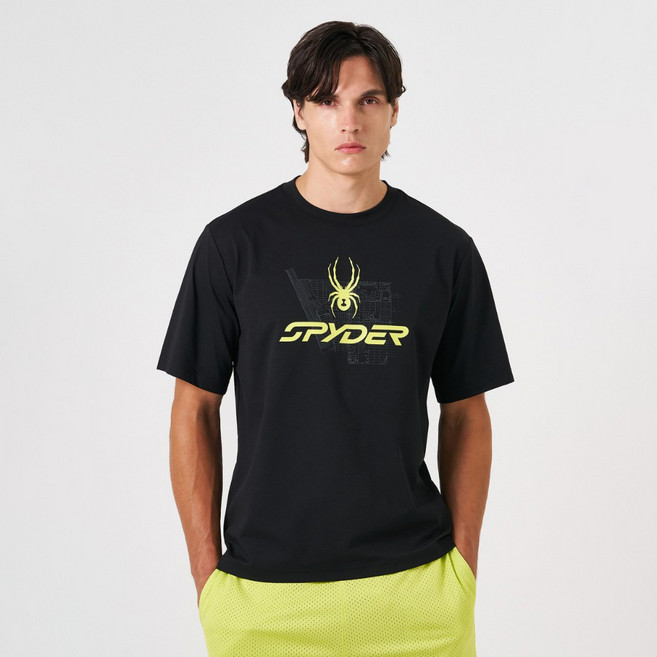 [스파이더 본사 직영] 듀오테크 남성 그래픽 반팔 티셔츠 SPKMCNRS311MBLK