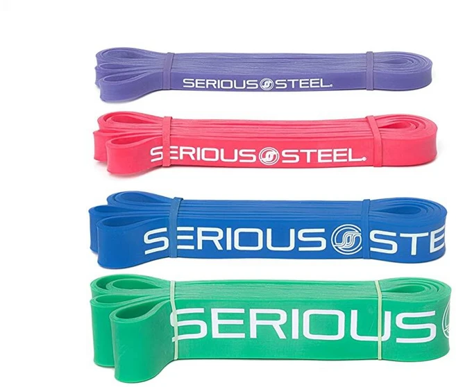 Serious Steel Fitness 104.1cm(41인치) 보조 풀업 밴드 세트 스트레칭 파워리프팅 및 저항 트레이닝 1 2 세트 (2.3-22.7kg(5-50파운드 - 쿠팡