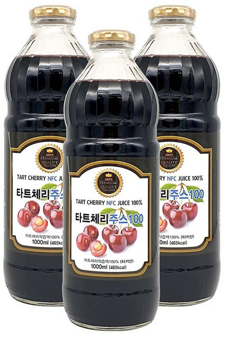 에이티에스 타트체리 착즙주스 100프로 원액 1000mlx3병 고급전용케이스 선물용, 1000ml, 3개