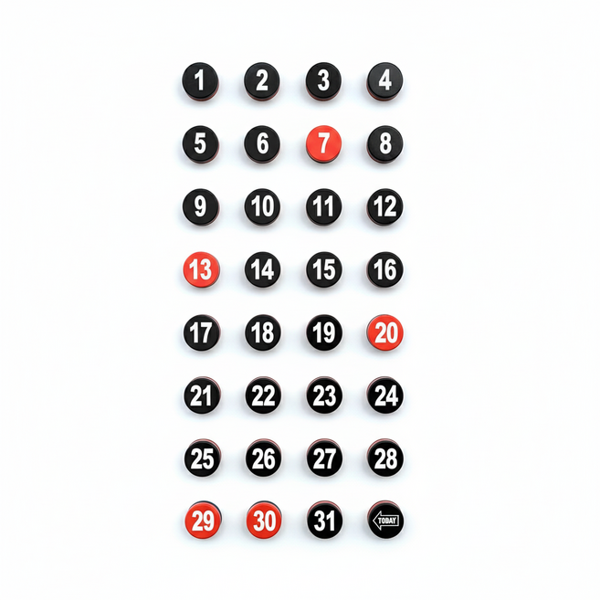 [짜임] 양면날짜자석 월중행사표 스케줄보드 숫자자석, 소(15파이)