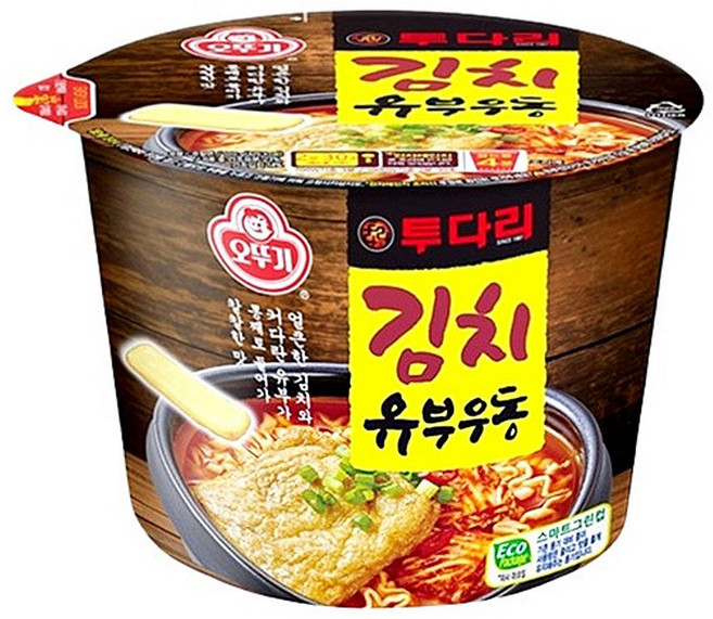 오뚜기 투다리 김치유부우동 컵라면 큰컵 100g, 24개