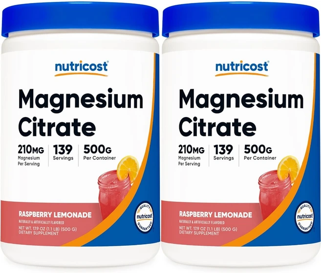 뉴트리코스트 고흡수 구연산 마그네슘 시트레이트 파우더 라즈베리레몬에이드, 2개, 500g - 쿠팡