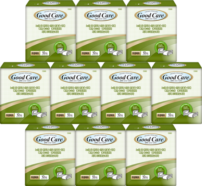 굿케어 안심위생깔개매트 휴그린고급형 성인기저귀 총100매1박스 국내제조, 10개입, 10개