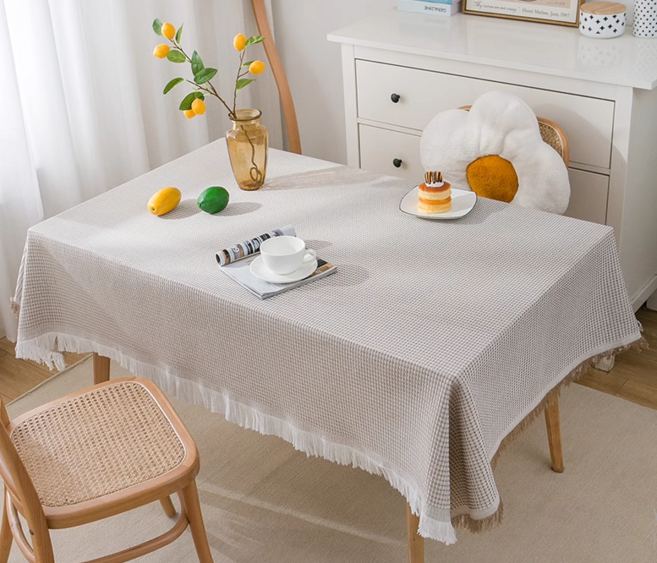 타이디홈 깔끔하고 예쁜 식탁보, 1개, 180 x 260cm, 브라운아이보리