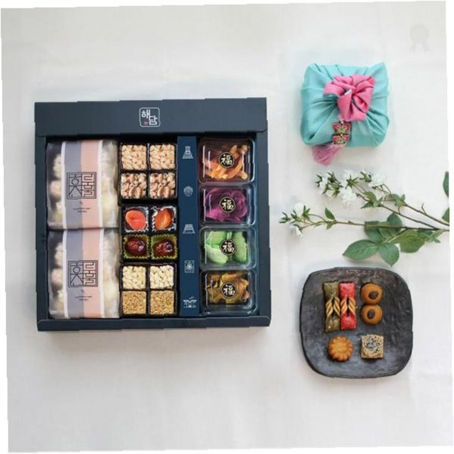 명절 답례용 전통 유밀과 곡물 강정 혼합 고급 포장 가정 간식 다과 세트 한과, 1개, [.]궁중한과 3호