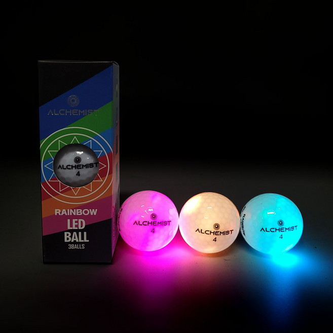 야광골프공 LED골프공 야간 발광골프공 선물용 7가지 컬러 3p, 02_레인보우LED골프공 9p, 1개