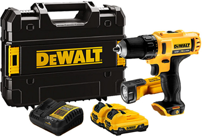DEWALT 디월트정품 DCD710D2T 12V 충전 컴팩트 드릴 드라이버 DCD710 DCL508 포함 배터리 2.0Ah 세트, 1