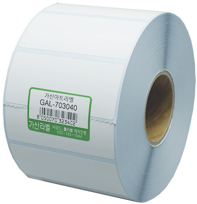 가산라벨 아트지 70X30mm 지관40mm 바코드 롤라벨 스티커(1 700장) GAL-703040