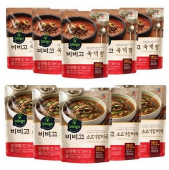 비비고 육개장 500g x 5팩 + 소고기장터국 500g x 5팩, 1세트