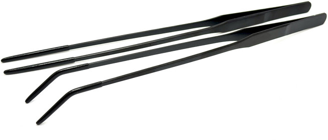 모르페 모던 블랙 무광 실리콘 커버 핀셋 일자 커브형 세트 27cm, 70개