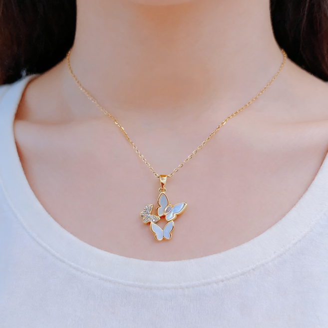 NXNA 도금14K 트렌디 럭셔리 나비 목걸이 생일 선물 여자친구 XYL-XL009